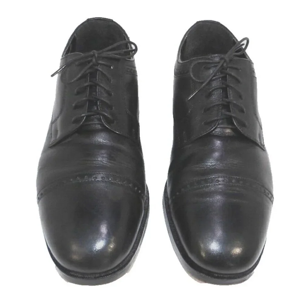 NUNN BUSH black leather lace up oxford shoes men's size 9.5 M, LINING DAMAGED